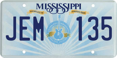 MS license plate JEM135