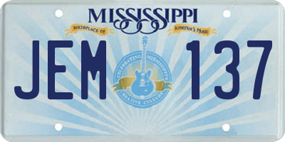 MS license plate JEM137