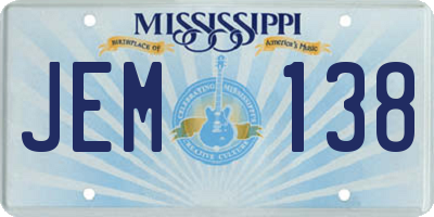 MS license plate JEM138