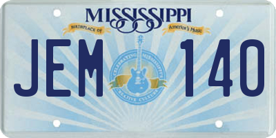 MS license plate JEM140