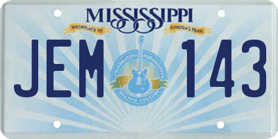 MS license plate JEM143