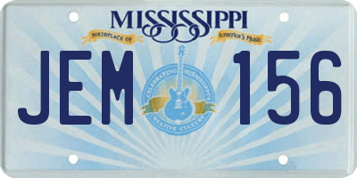 MS license plate JEM156