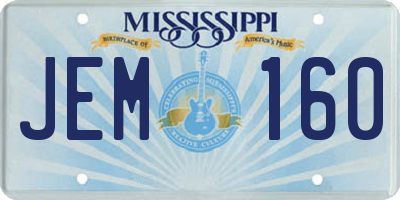 MS license plate JEM160