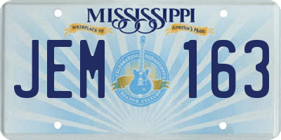 MS license plate JEM163