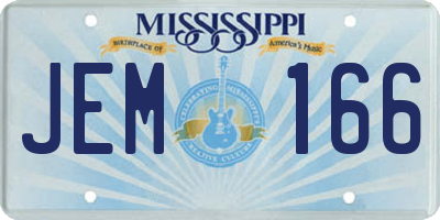 MS license plate JEM166
