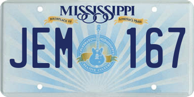 MS license plate JEM167