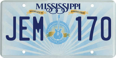 MS license plate JEM170