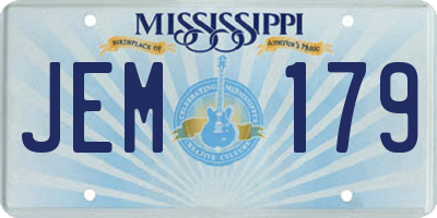 MS license plate JEM179