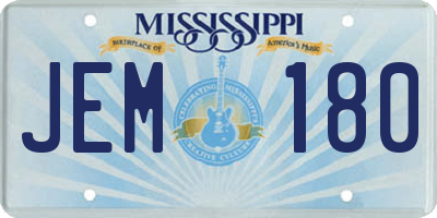 MS license plate JEM180