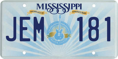 MS license plate JEM181