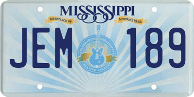 MS license plate JEM189