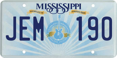 MS license plate JEM190