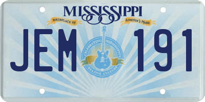 MS license plate JEM191