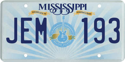 MS license plate JEM193