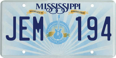 MS license plate JEM194