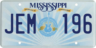 MS license plate JEM196