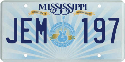 MS license plate JEM197