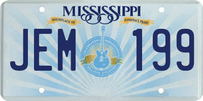 MS license plate JEM199