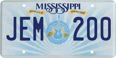 MS license plate JEM200