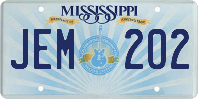 MS license plate JEM202