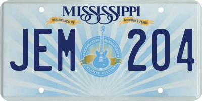 MS license plate JEM204