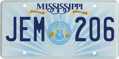 MS license plate JEM206