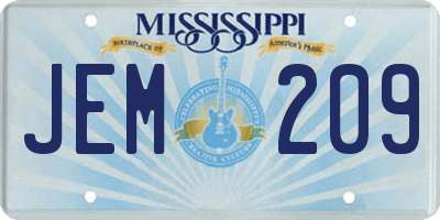 MS license plate JEM209