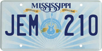 MS license plate JEM210