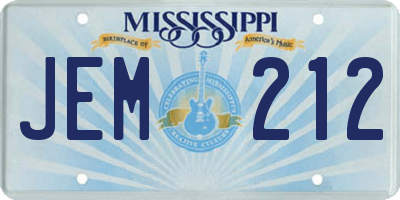 MS license plate JEM212