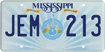 MS license plate JEM213