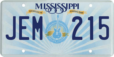 MS license plate JEM215