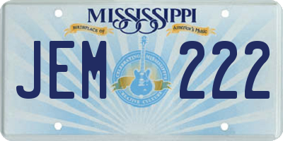 MS license plate JEM222