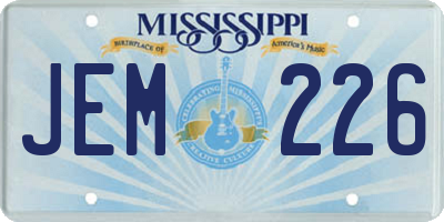 MS license plate JEM226