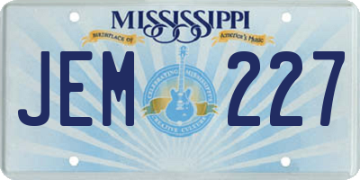 MS license plate JEM227