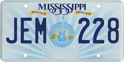 MS license plate JEM228