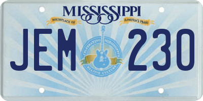 MS license plate JEM230