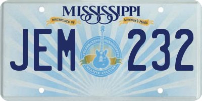 MS license plate JEM232