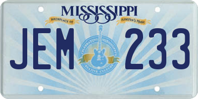 MS license plate JEM233