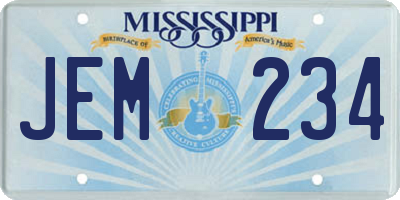 MS license plate JEM234