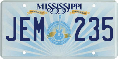 MS license plate JEM235