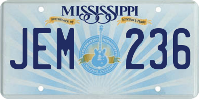 MS license plate JEM236