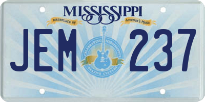 MS license plate JEM237