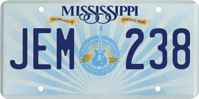 MS license plate JEM238