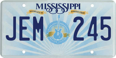 MS license plate JEM245