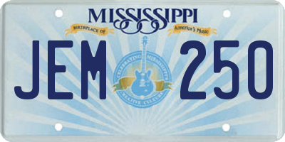 MS license plate JEM250