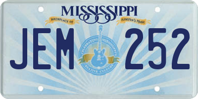 MS license plate JEM252