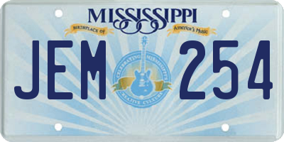 MS license plate JEM254