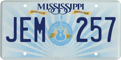 MS license plate JEM257