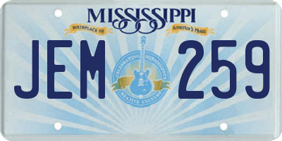MS license plate JEM259