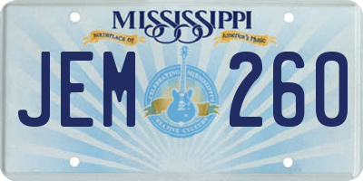 MS license plate JEM260